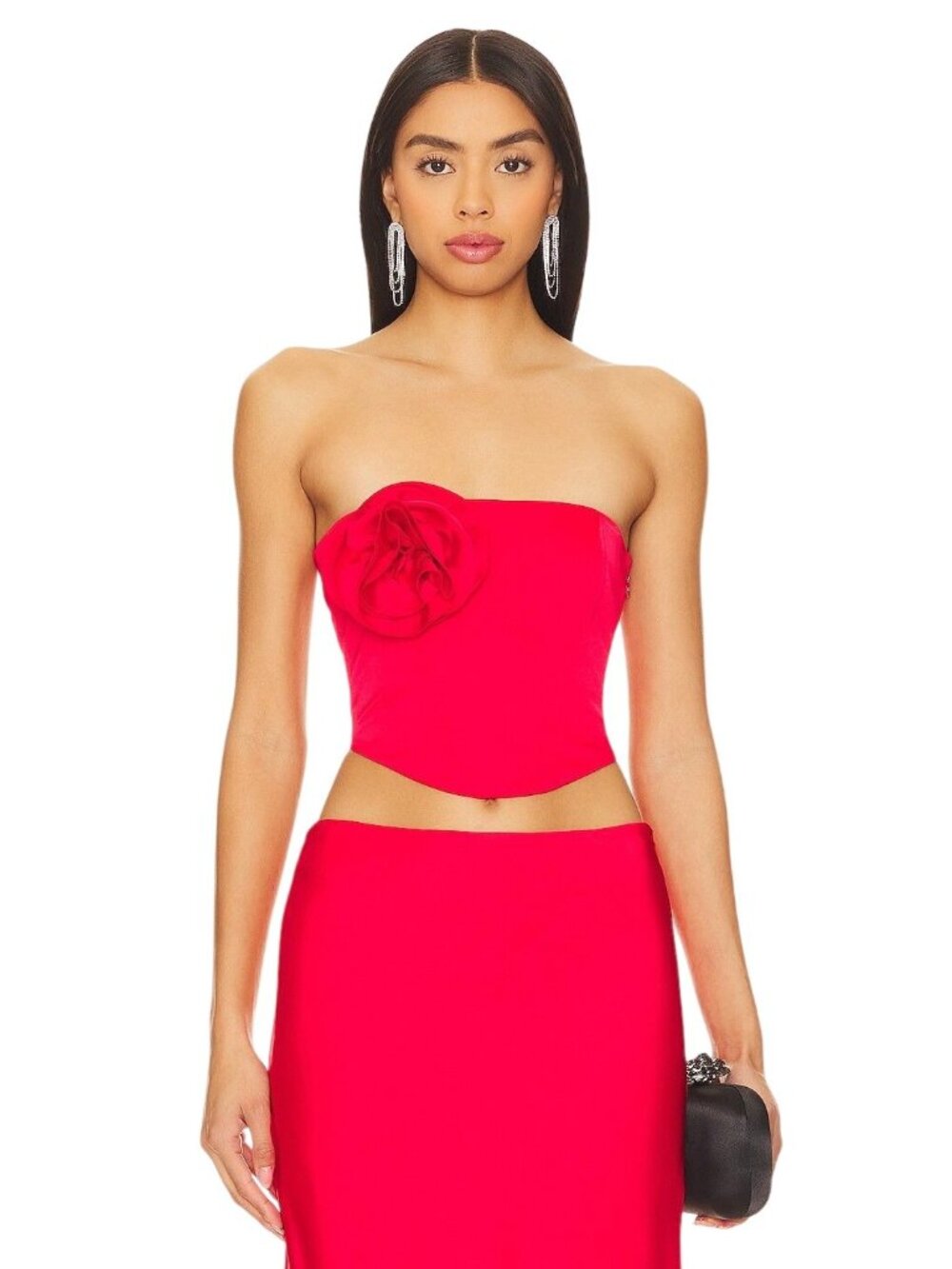 NBD Chiara Bustier Top in Red Medium New Womens Corset Strapless